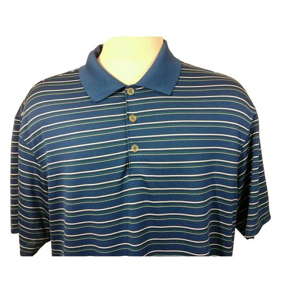 Nike Golf Fit Dry Blue Striped 3 Button Polo Shirt size XL 112820-0473 - Picture 1 of 6
